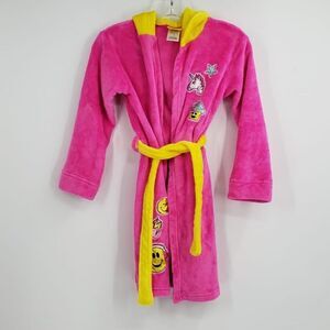 EMOJINATION girls M pink & yellow emoji girls hoodie robe